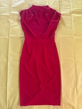 Express Red Midi Dress - Draped Neck